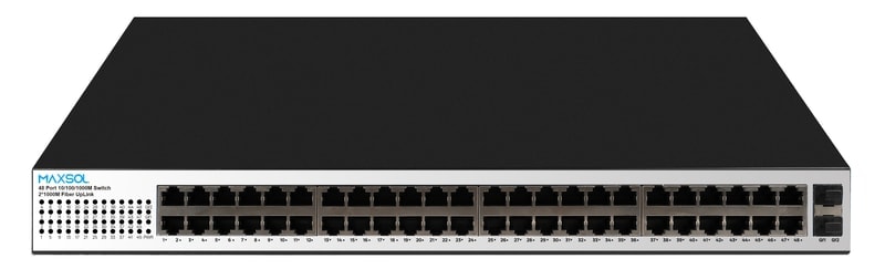 Maxsol PS14802SFG PoE-switch met 48 poorten en 400W totaal PoE-budget