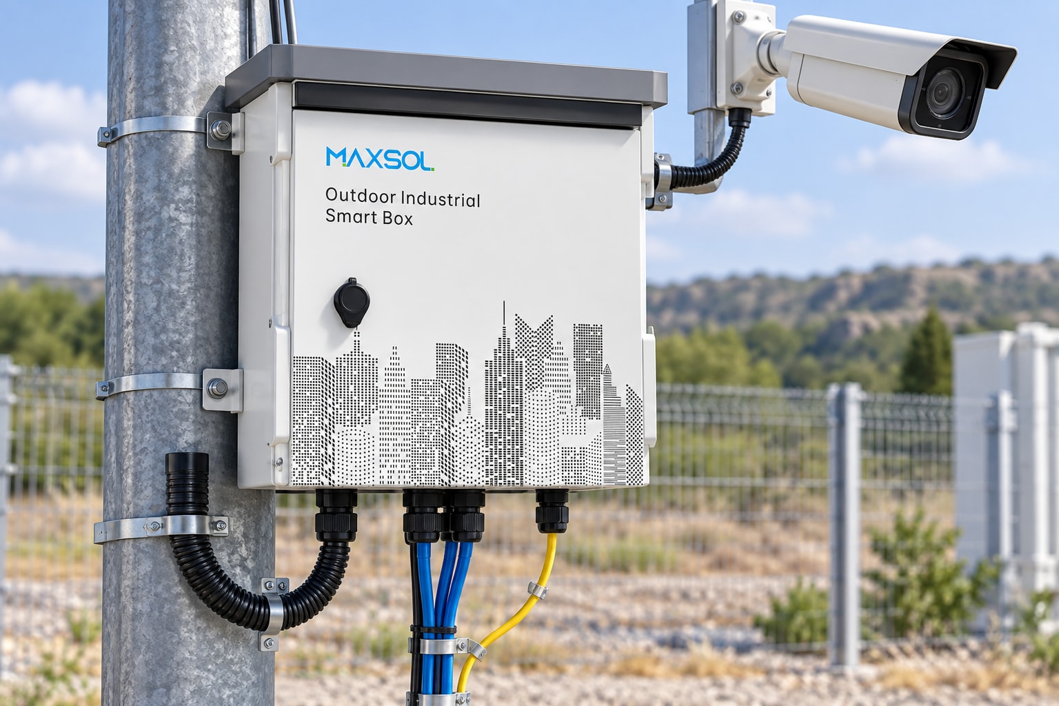 Maxsol SBOX2802SFG-I outdoor Ethernet-box met beschermende behuizing en interne componenten