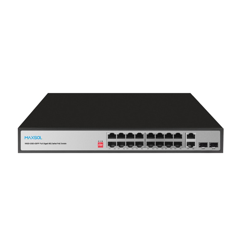 Onbeheerde 16-poorts Gigabit-PoE-switch met groot bereik, 200W