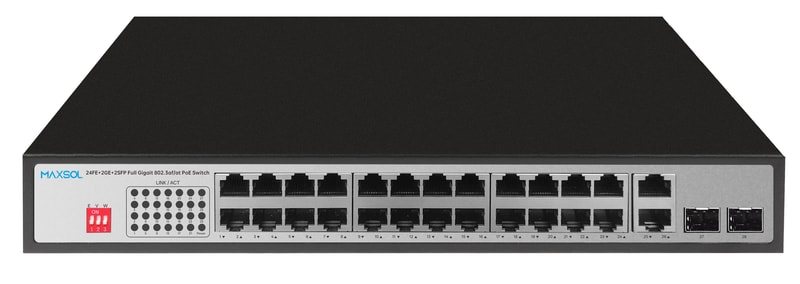 Onbeheerde 24-poorts Gigabit-PoE-switch met groot bereik, 300W