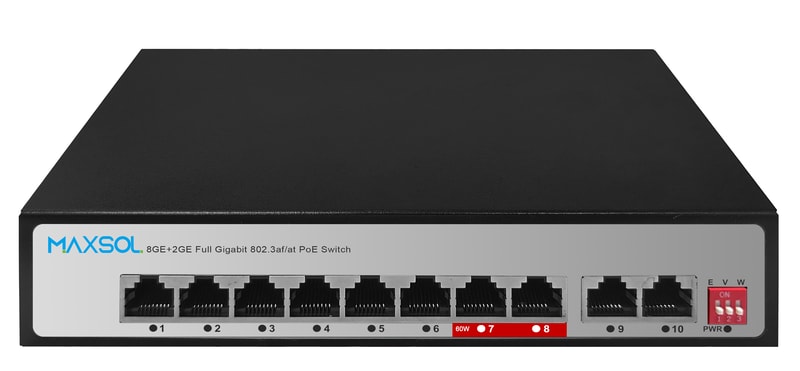 Onbeheerde 8-poorts Gigabit-PoE-switch met groot bereik, 120W