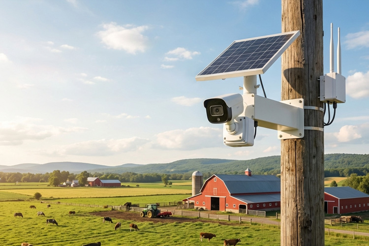 Zonnevoeding voor CCTV op landbouwbedrijven