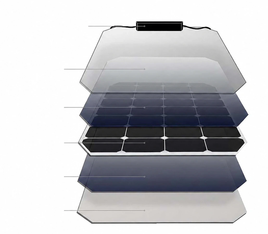 Constructielagen van een monokristallijn zonnepaneel