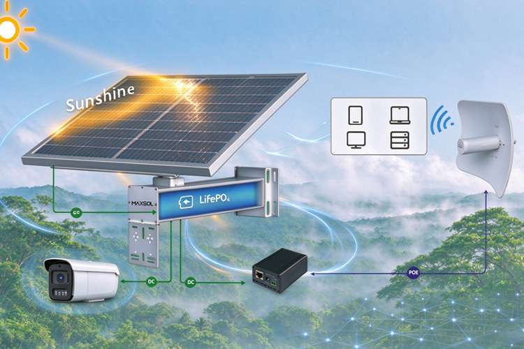 Zonnevoeding buiten voor IP-bewaking en draadloze CPE